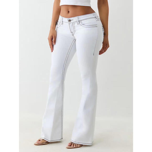 True Religion Denim - NWT True Religion Joey Low Rise Flare Big T Flap Jeans Size 24 White 31” Inseam
